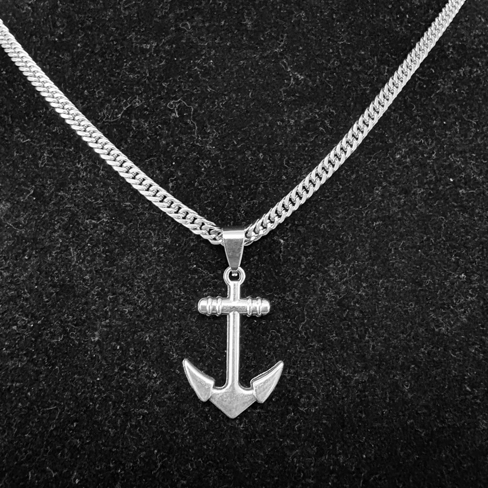 Silver Anchor Pendant Necklace